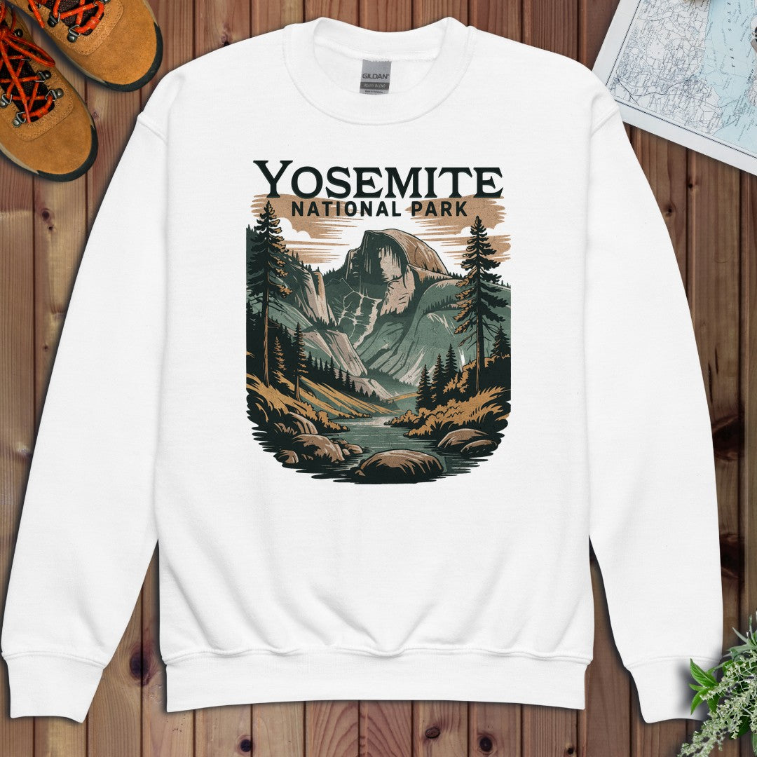 Yosemite Valley Half Dome National Park Youth Sweatshirt in White