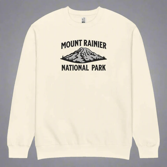 Mount Rainier embroidered mountain crewneck sweatshirt shown in lifestyle or modeled setting