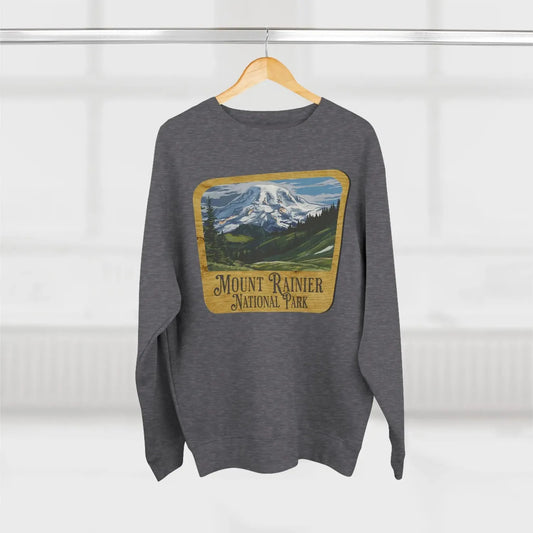 Mount Rainier National Park crewneck sweatshirt shown in lifestyle or modeled setting