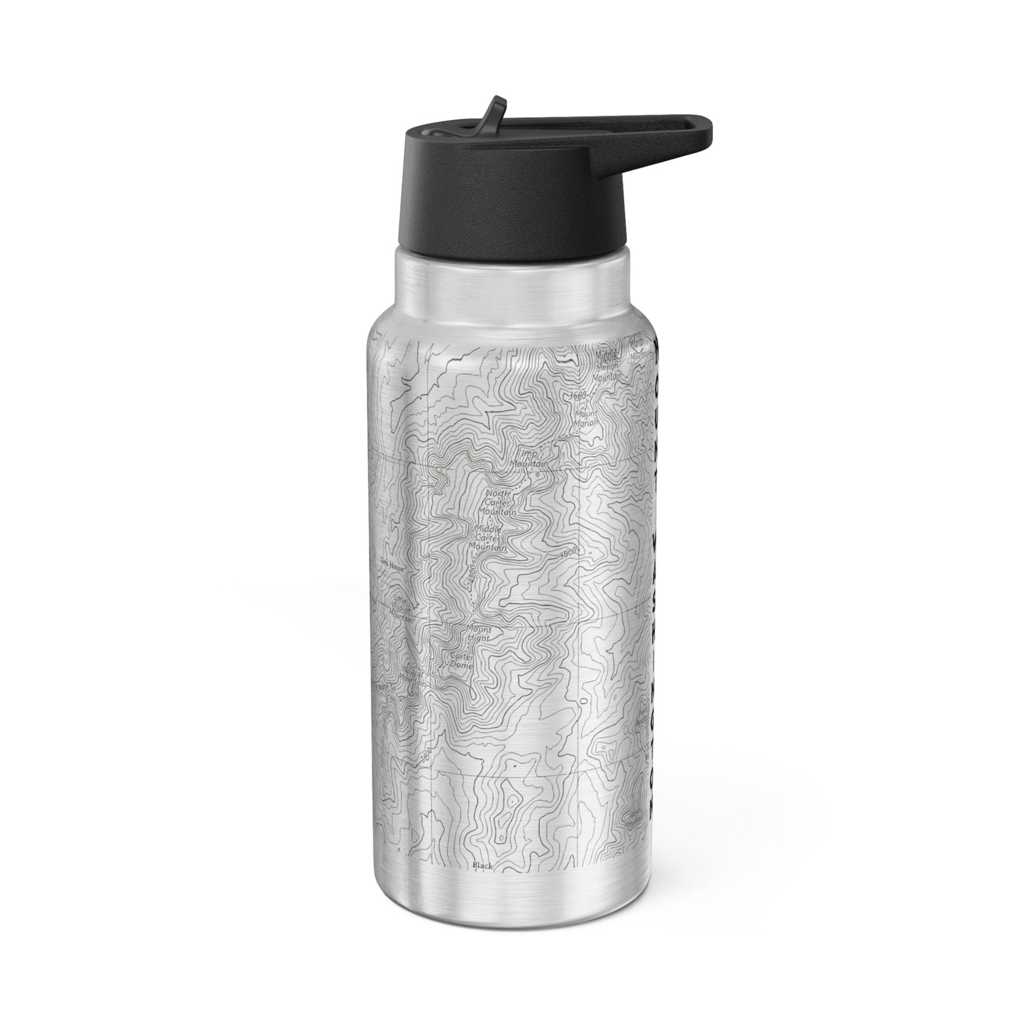 Mount Washington topographic insulated water bottle tumbler showing design detail or product variation