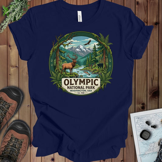 Olympic National Park Kids Graphic T-Shirt in Navy