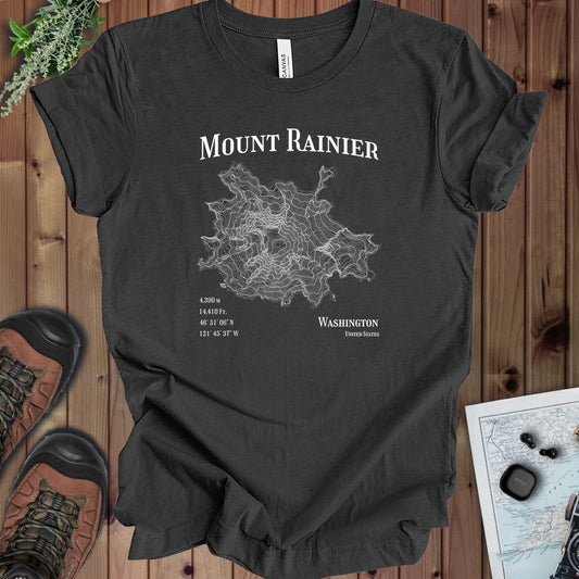 Mount Rainier Mountain Topo Kids Graphic T-Shirt in Dark Grey Heather