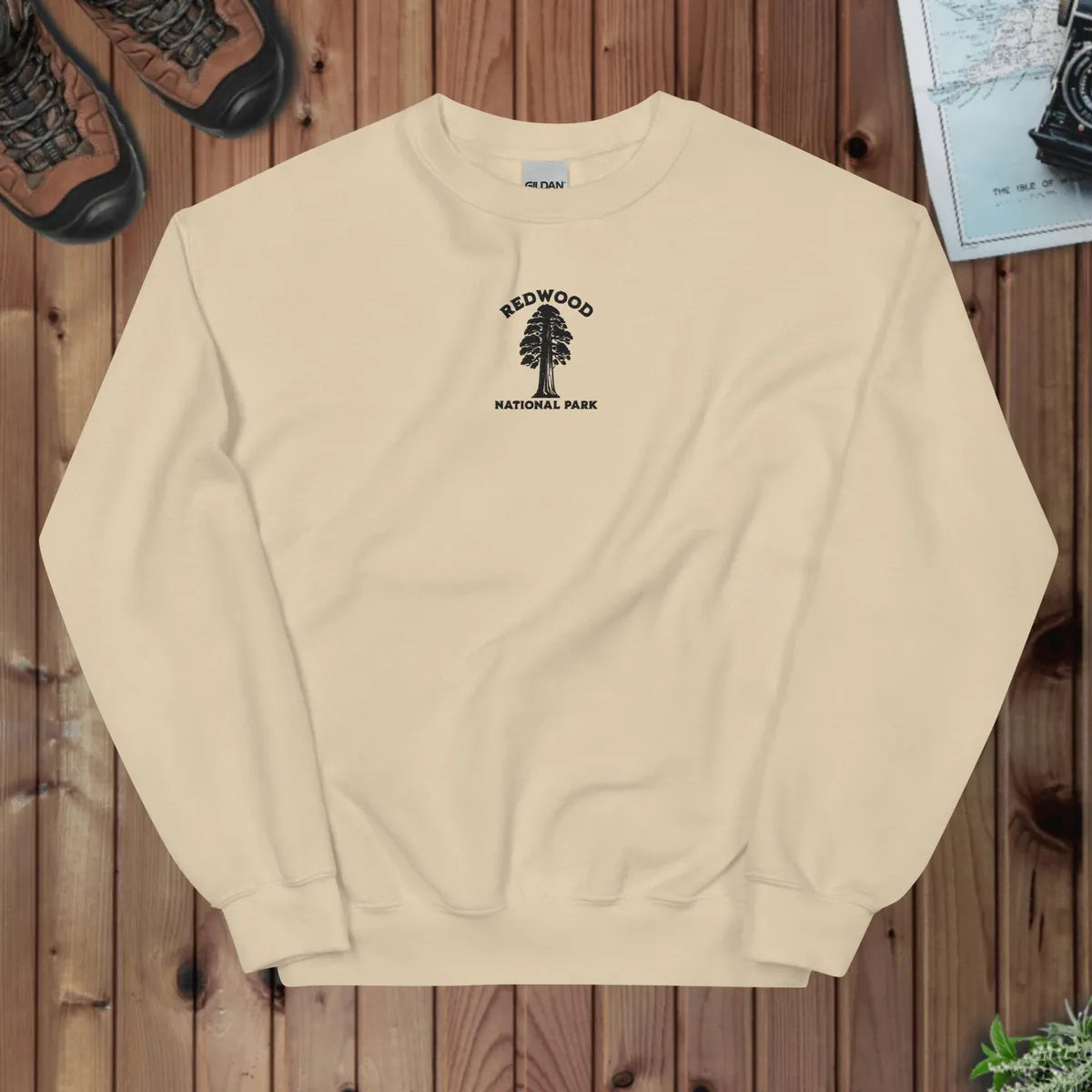 Redwood National Park Embroidered Tree Chest Crewneck Sweatshirt - Parks ApparelSweatshirt