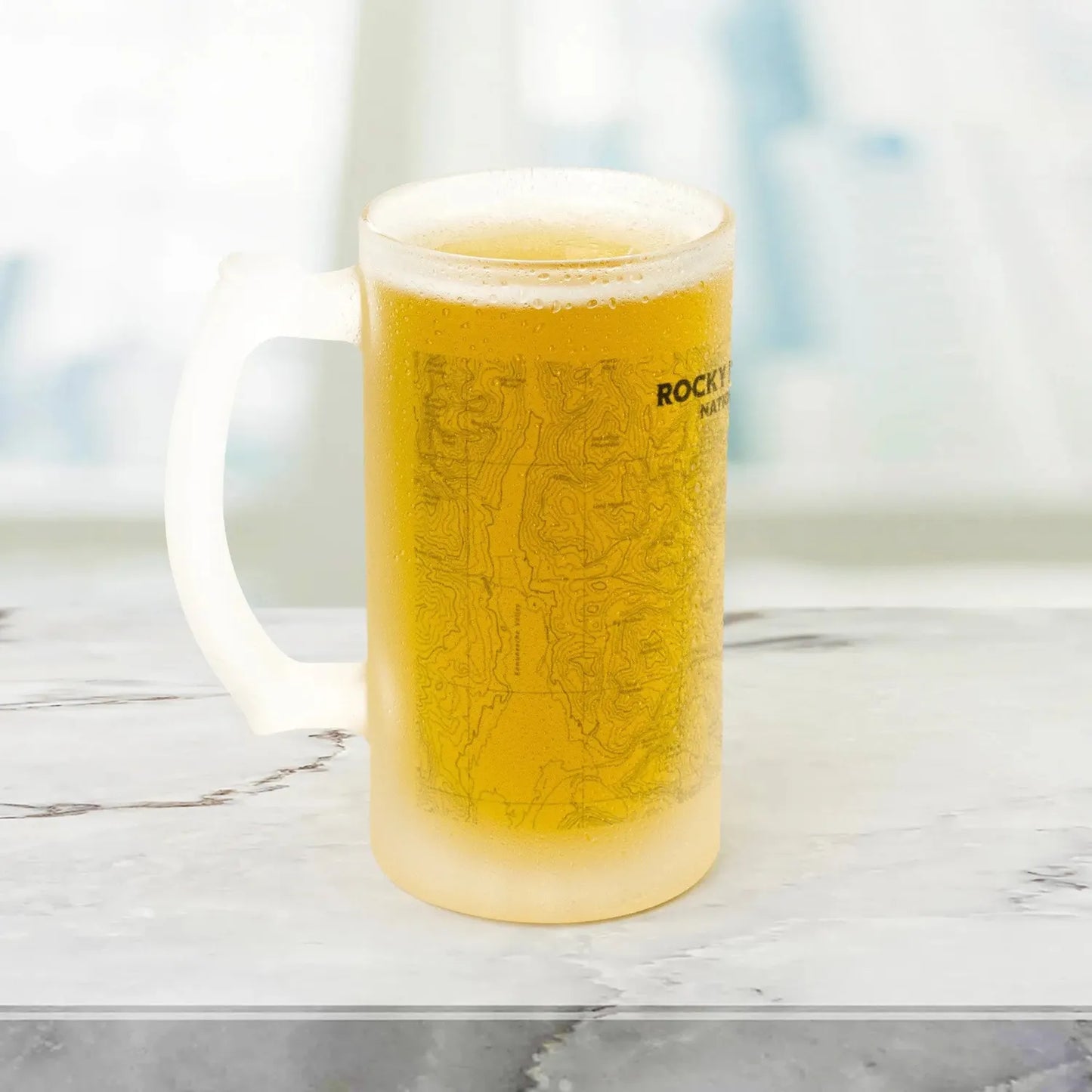 Rocky Mountain National Park topographic pint mug showing design detail or product variation