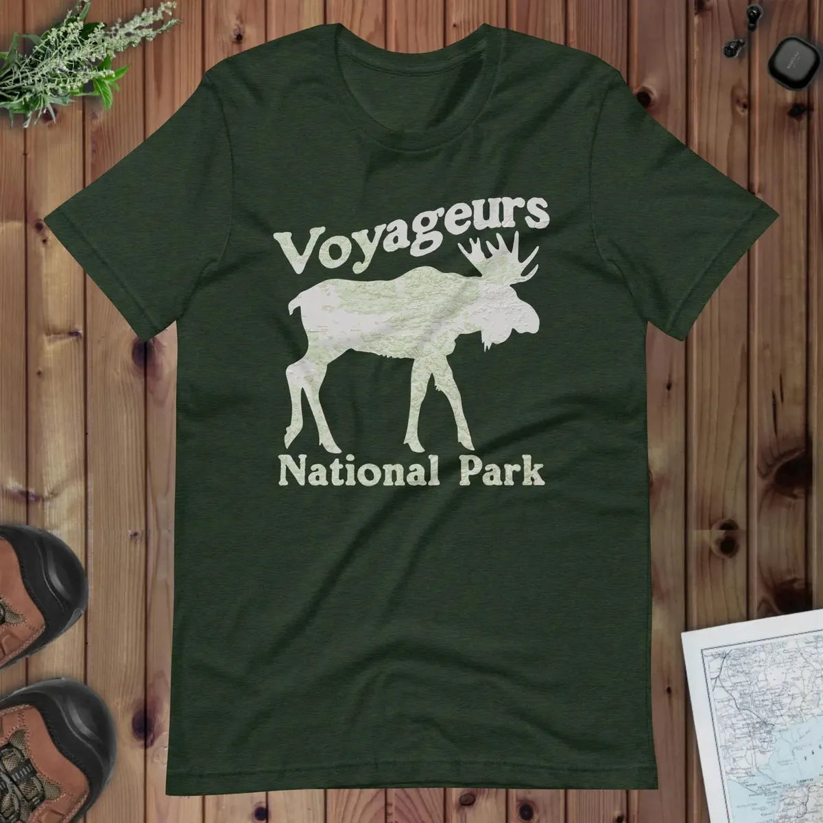 Voyageurs Moose national park topo t-shirt detail or alternate product view
