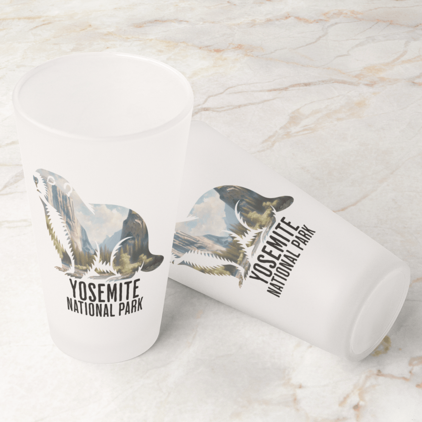Yosemite Valley Marmot Frosted Pint - Parks Apparelpint glass