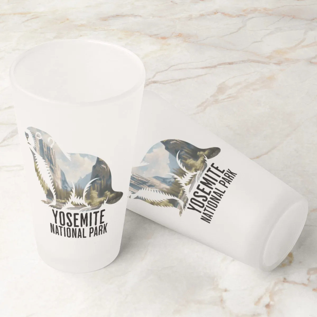 Yosemite Valley Marmot Frosted Pint - Parks Apparelpint glass