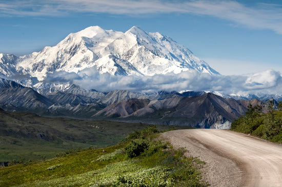 Denali National Park collection image showing Alaska mountain road and wilderness landscape