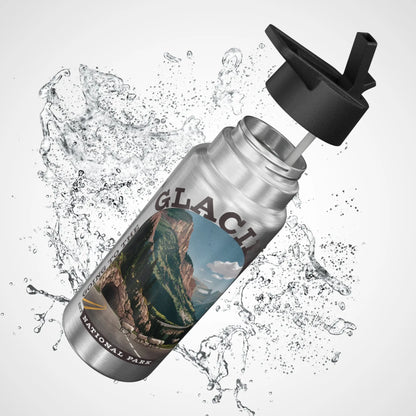 Glacier National Park Insulated Water Bottle Tumbler 32oz Going to the Sun Mug Printify