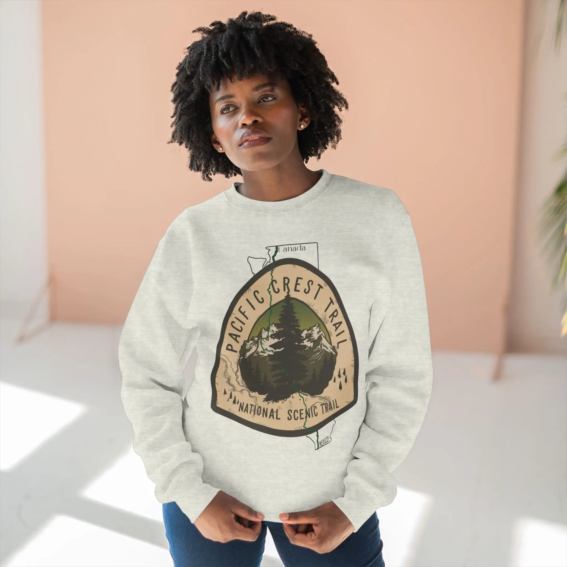 Pacific Crest National Scenic Trail Unisex Crewneck Sweatshirt PCT Map Logo Sweatshirt Printify