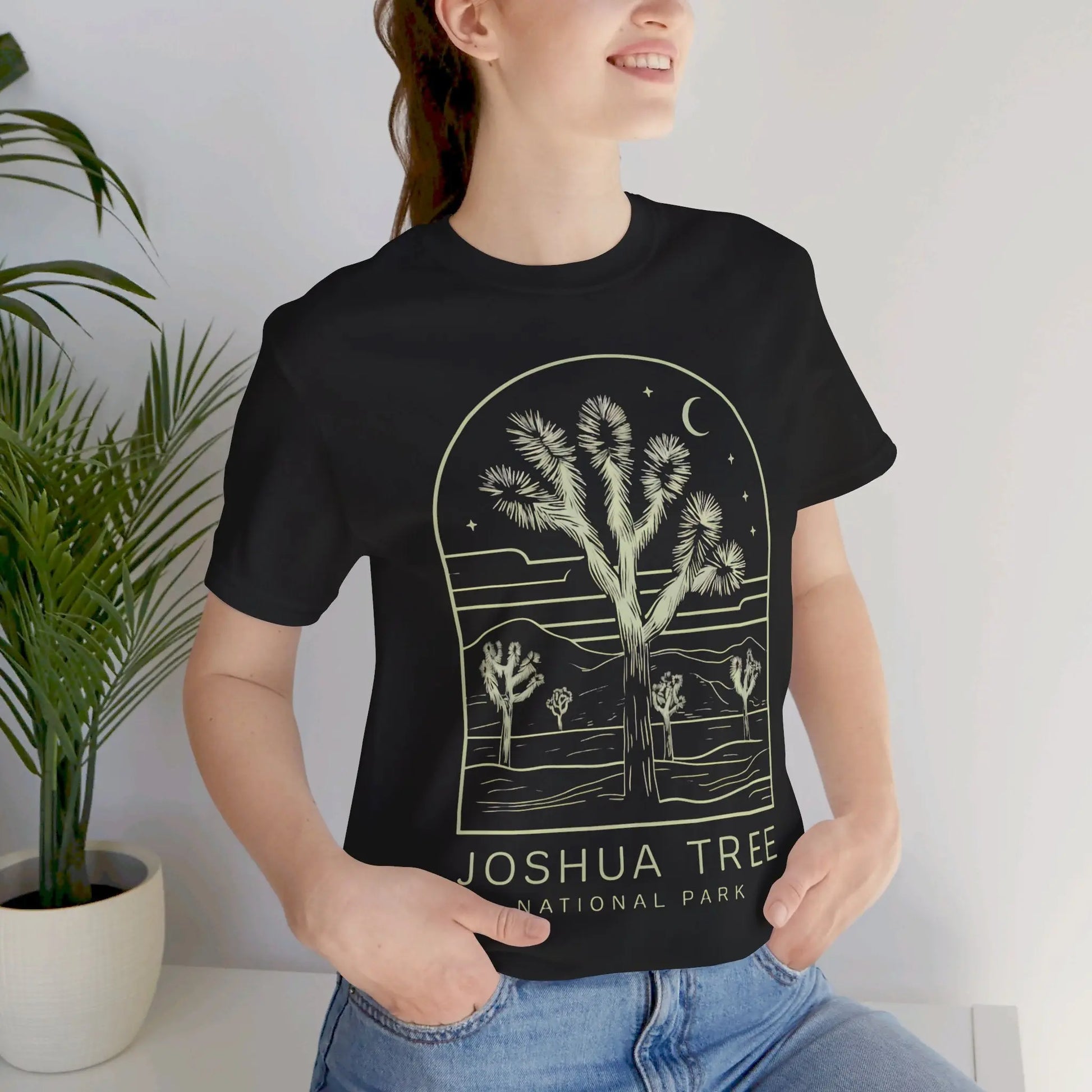 Joshua Tree National Park Desert Line Art Unisex Fit Soft T-Shirt T-Shirt Printify