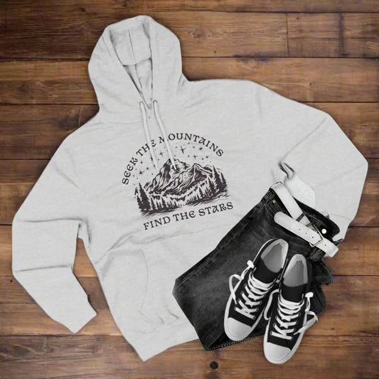 Seek The Mountains Find The Stars Outdoor Mountain Unisex Fit Fleece Hoodie Hoodie Printify