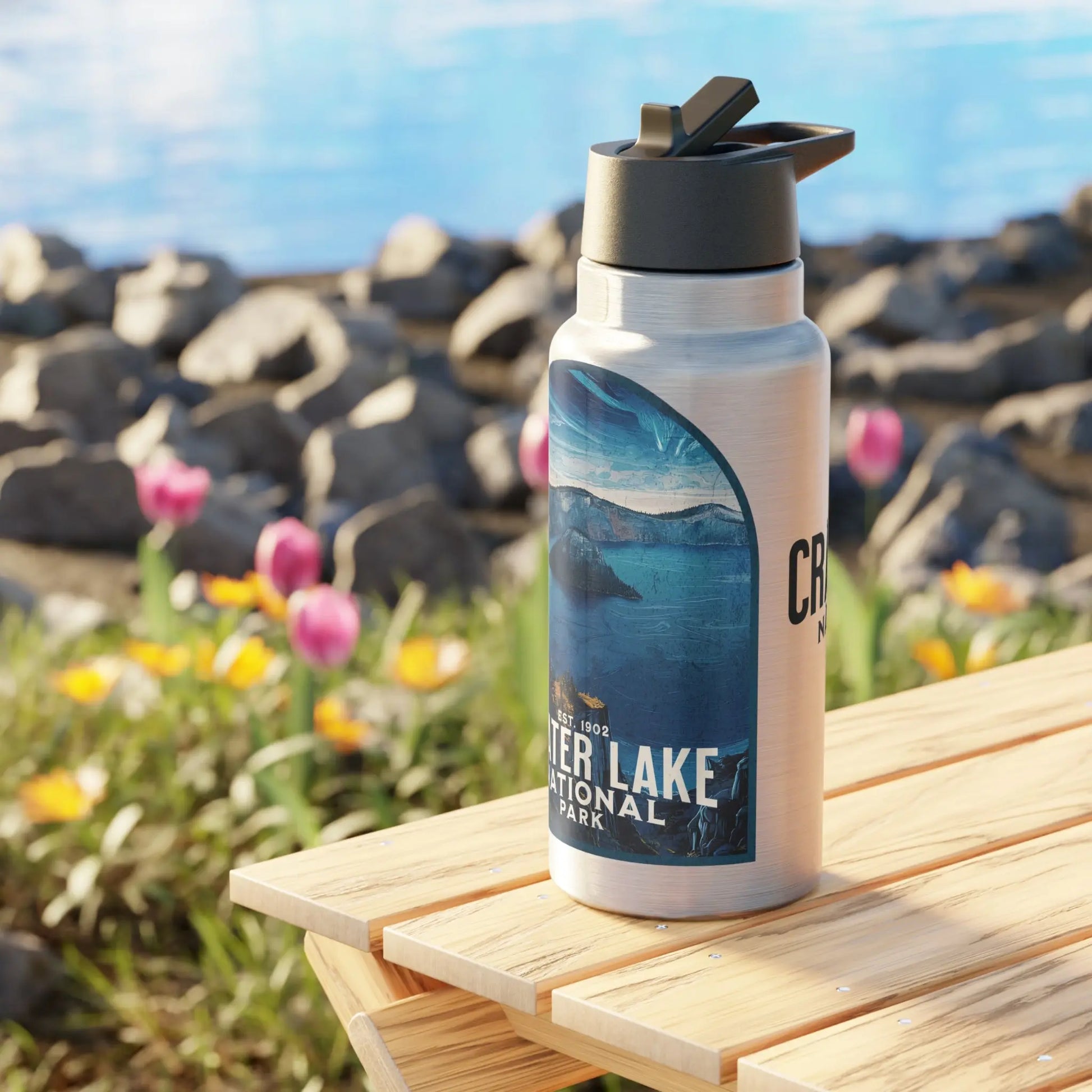 Crater Lake National Park Insulated Water Bottle Tumbler 32oz Oregon Mug Printify