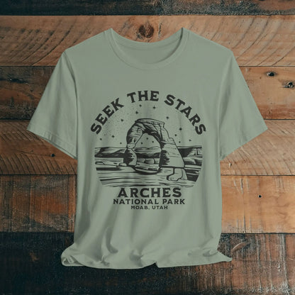 Arches National Park Unisex Fit Short Sleeve Tee Seek The Stars T-Shirt Printify Sage XS