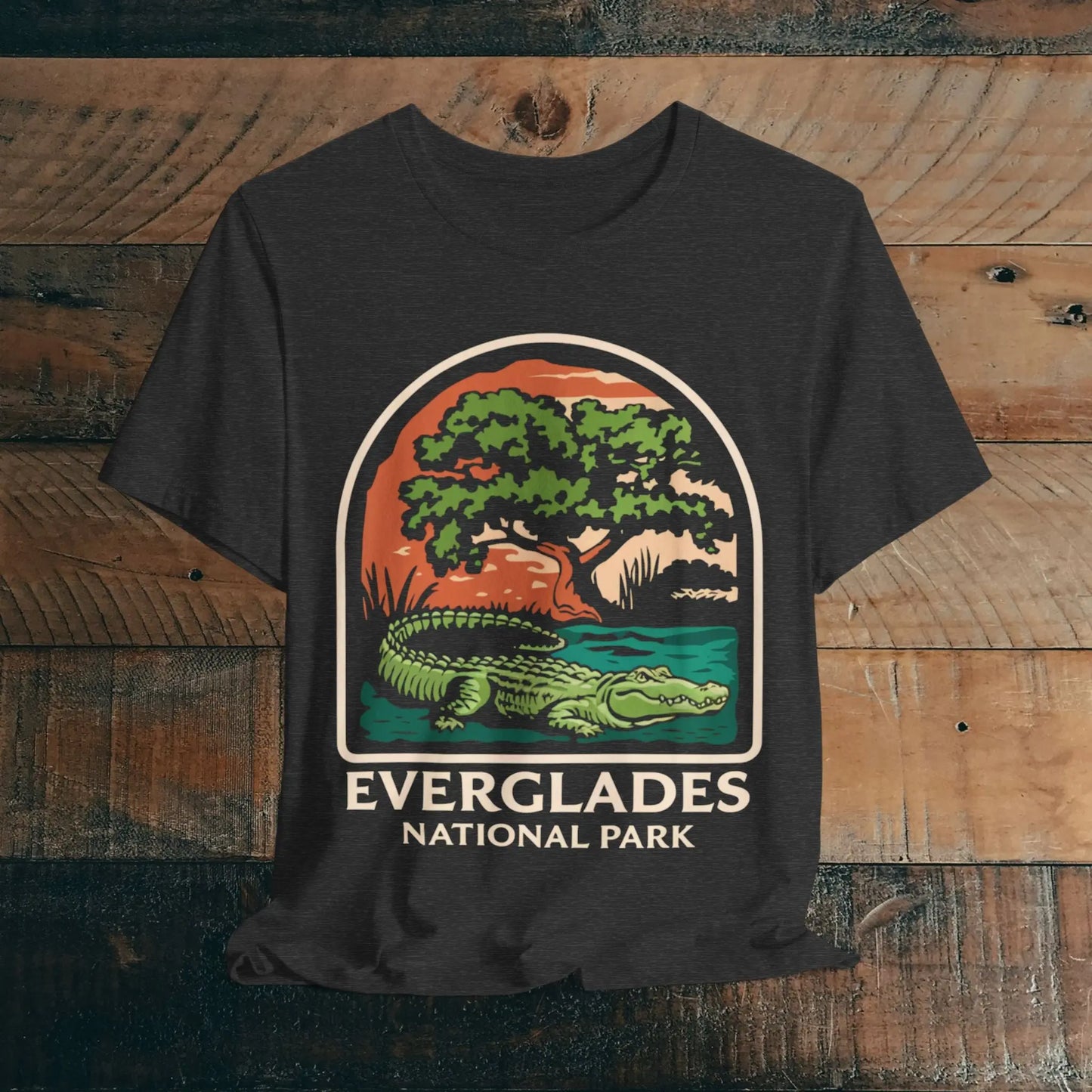 Everglades National Park Unisex Fit T-Shirt Alligator Tee T-Shirt Printify Dark Grey Heather XS