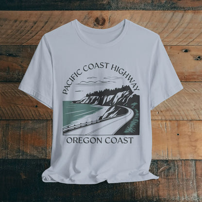 Oregon Pacific Coast Highway Unisex T-shirt PCH T-Shirt Printify Light Blue XS