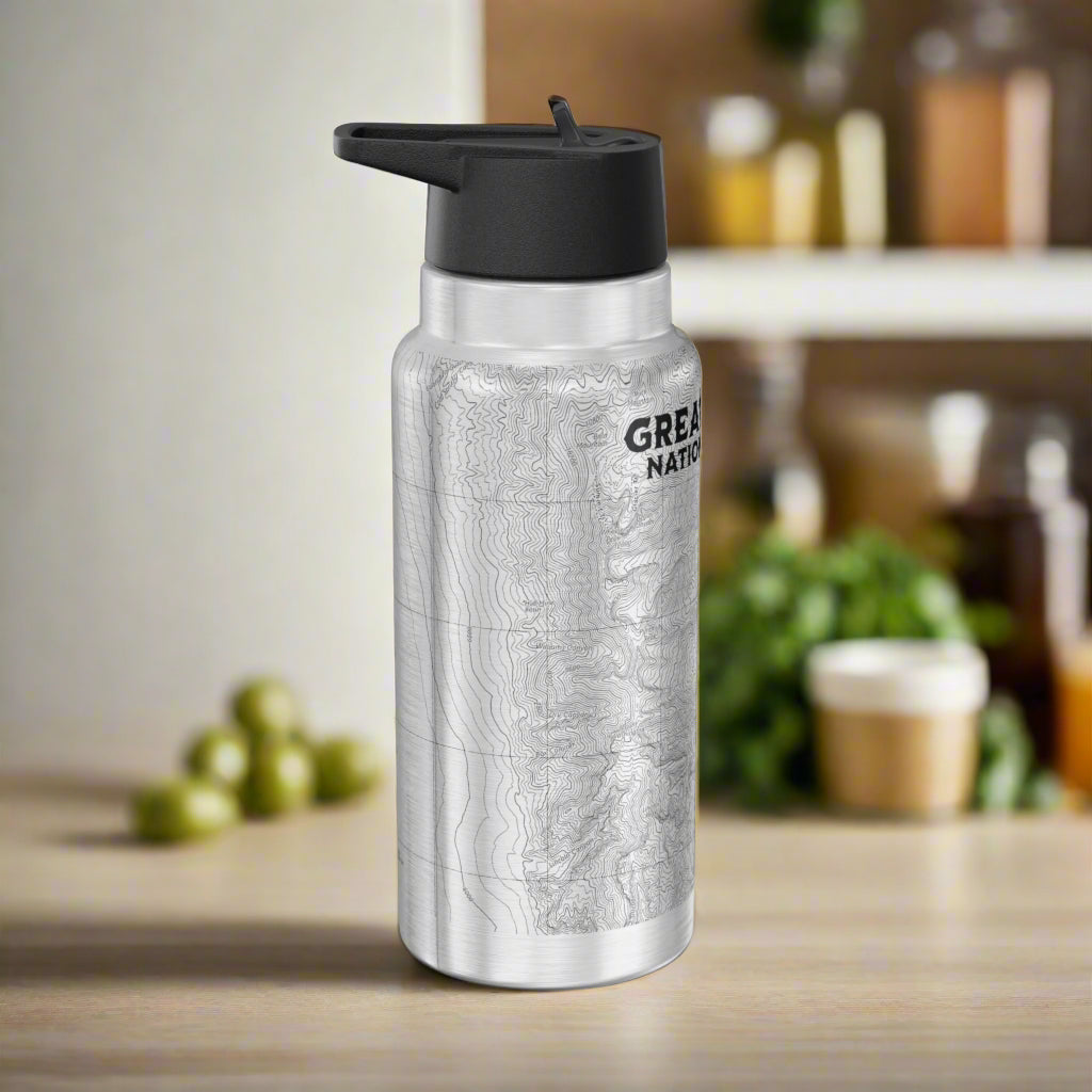 Great Basin National Park Topographic Insulated Water Bottle Tumbler Mug Printify
