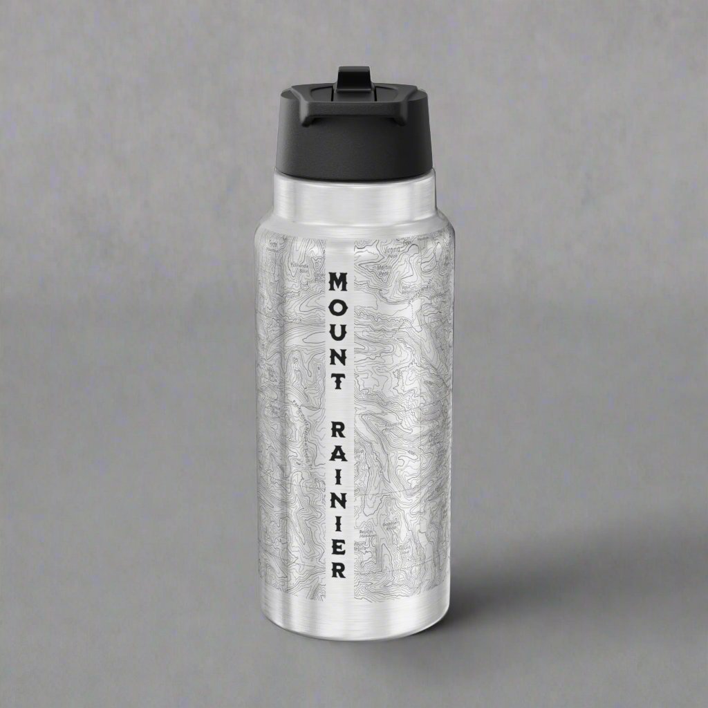 Mount Rainier Topographic Insulated Water Bottle Tumbler Mug Printify
