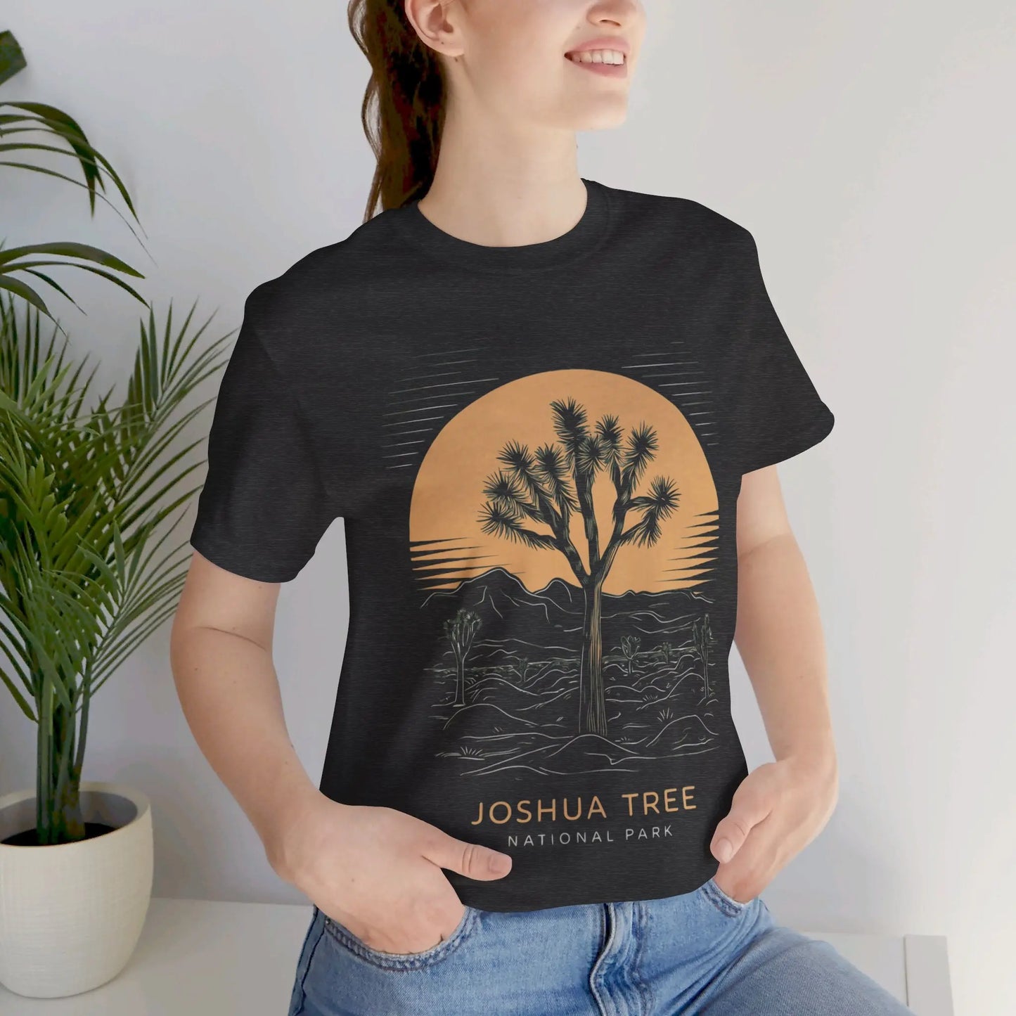 Joshua Tree National Park Unisex Fit Soft T-Shirt Desert Line Art T-Shirt Printify