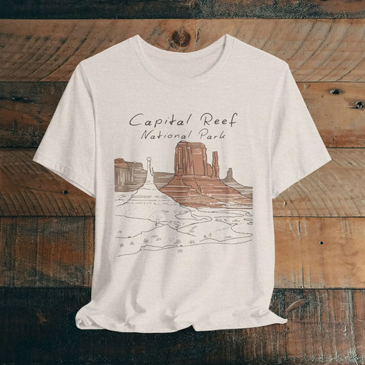 Capitol Reef National Park Unisex T-Shirt Line Art T-Shirt Printify Heather Dust XS