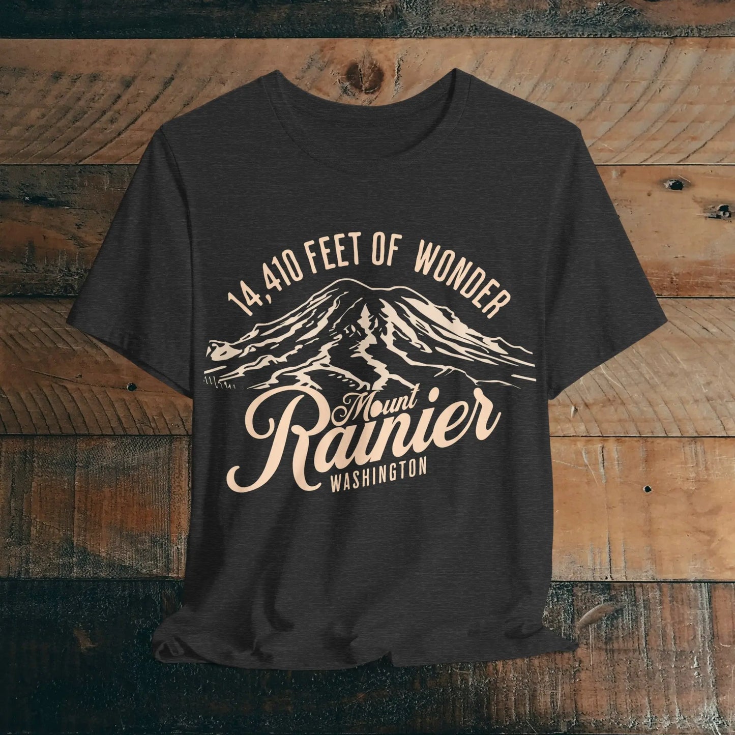 Mount Rainier Washington Unisex Soft Short Sleeve T-Shirt 14k Ft Of Wonder T-Shirt Printify Dark Grey Heather S