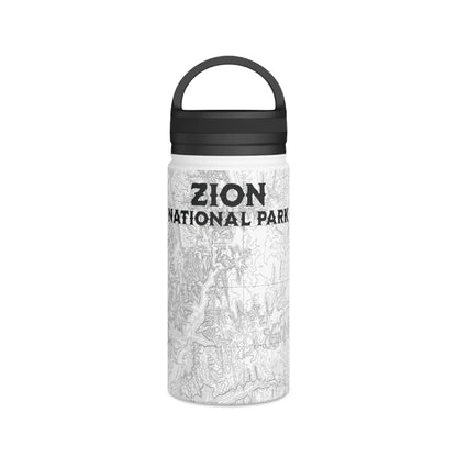 Zion National Park Insulated Stainless Steel Water Bottle (3 Sizes, 3 Lid Options) water bottle Printify White 12oz Handle