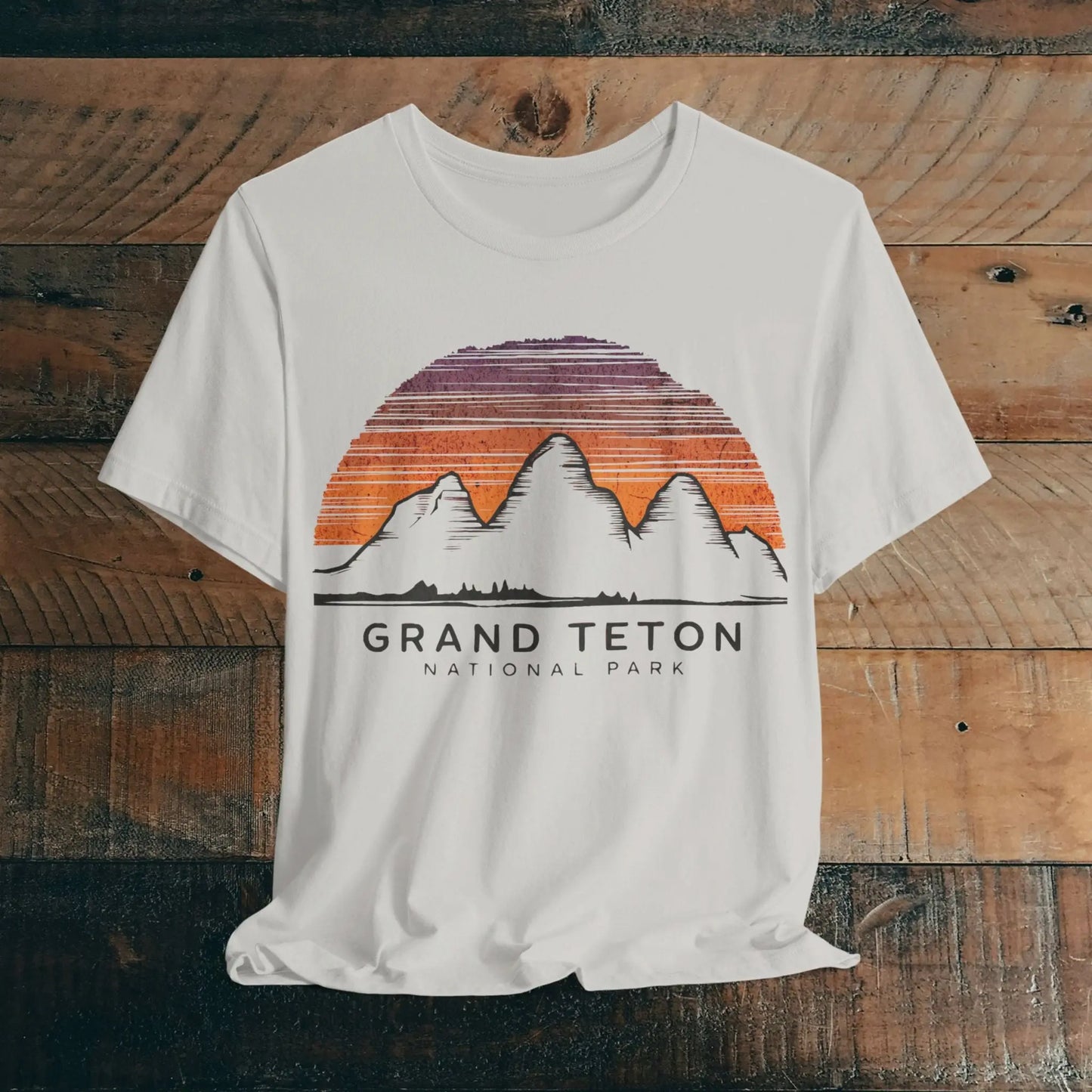 Grand Teton National Park Unisex Fit Soft T-Shirt Colorful Sky Art T-Shirt Printify Silver S