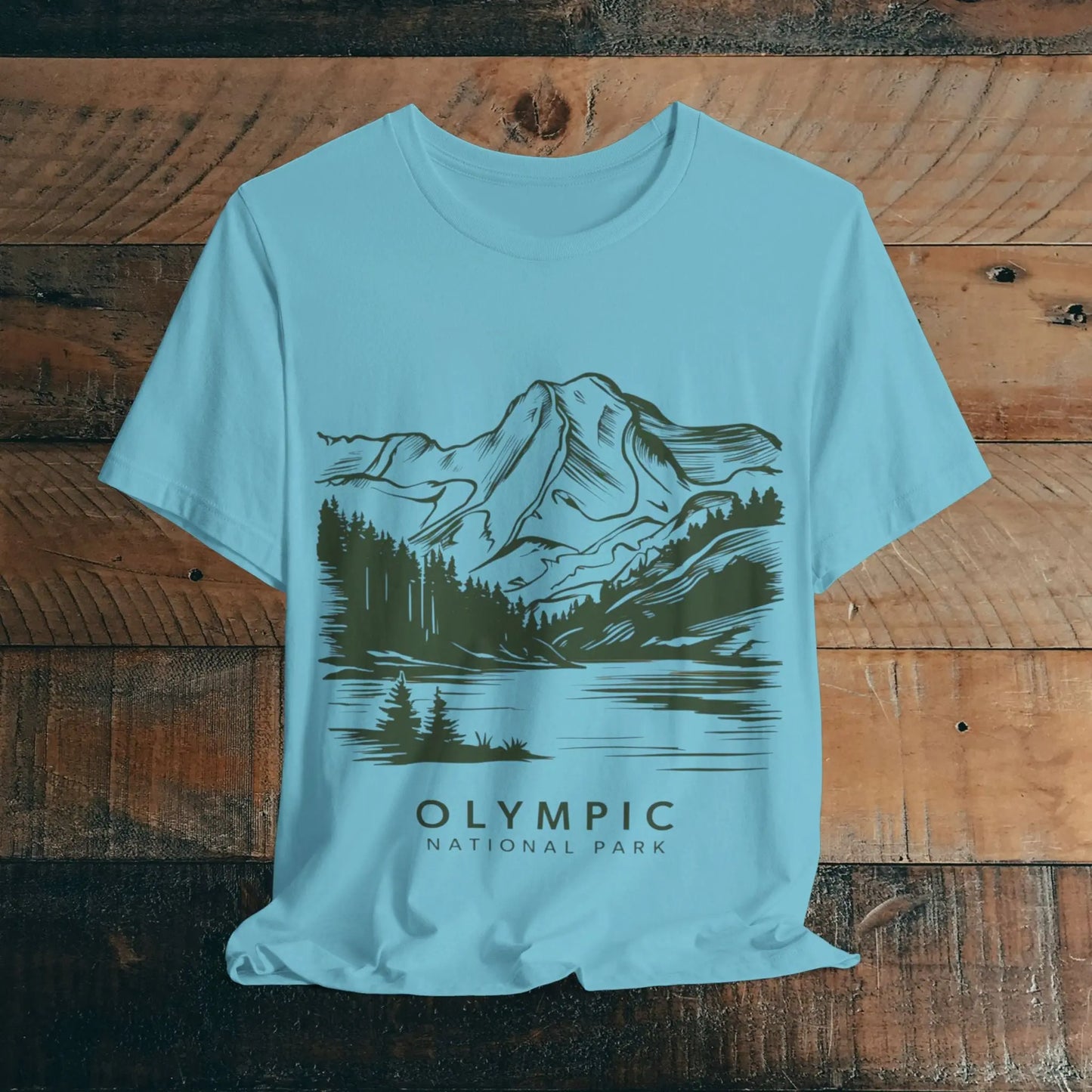 Olympic National Park Unisex Fit Soft T-Shirt Mountain View Coastal Art T-Shirt Printify Turquoise S