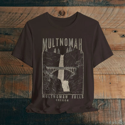 Multnomah Falls Oregon Unisex Fit Soft T-shirt T-Shirt Printify Brown S
