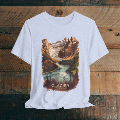 Glacier National Park Unisex T-Shirt T-Shirt Printify Heather Prism Blue XS