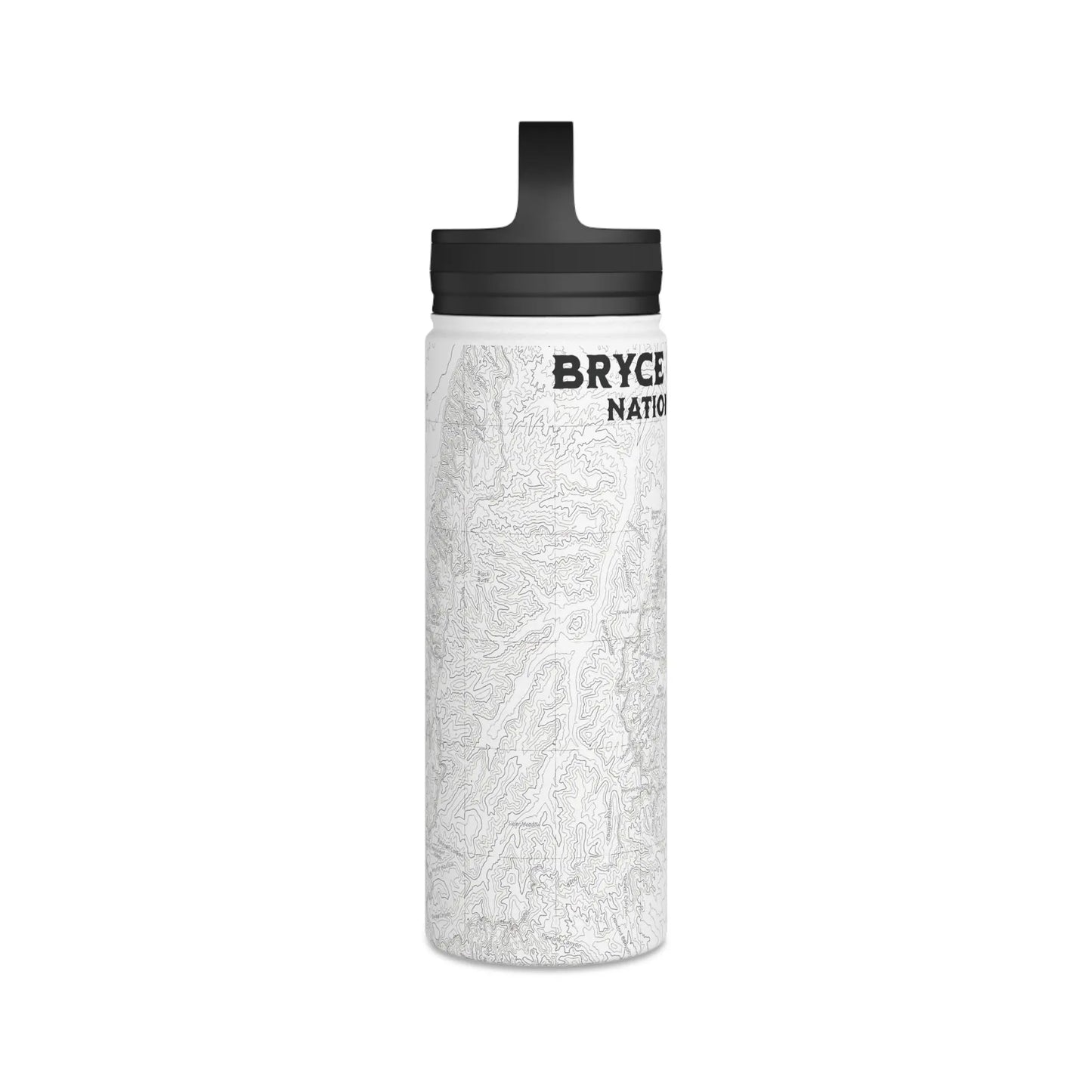 Bryce Canyon National Park Topographic Stainless Steel Water Bottle Handle Lid water bottle Printify