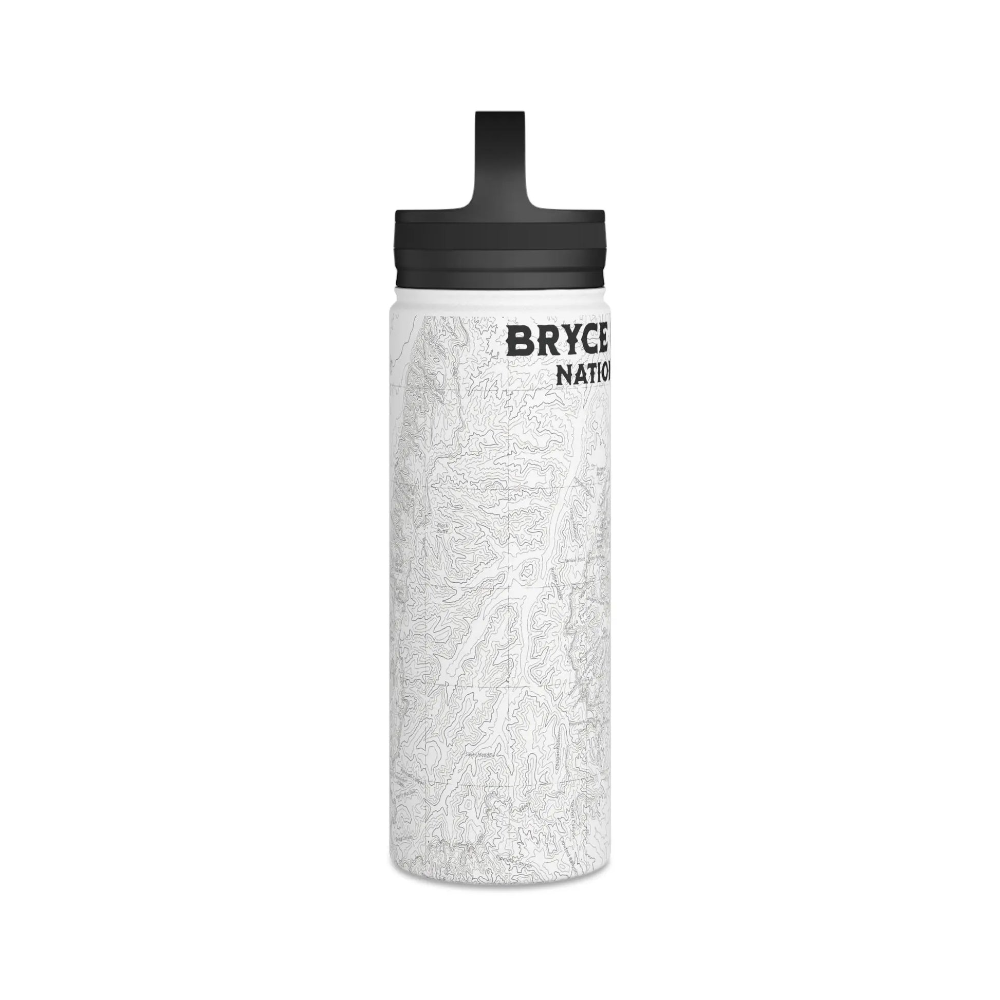 Bryce Canyon National Park Topographic Stainless Steel Water Bottle Handle Lid water bottle Printify