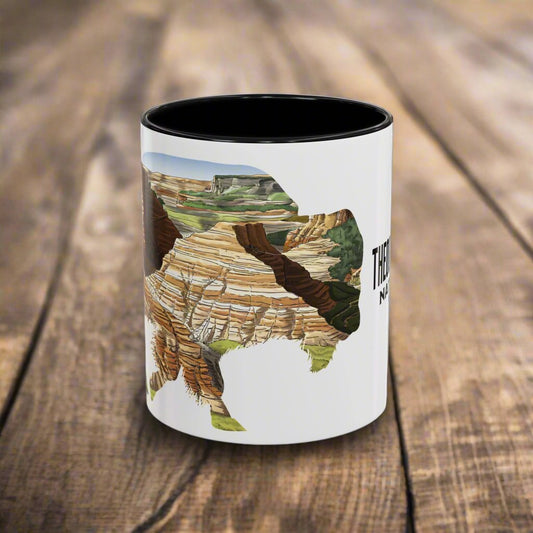 Theodore Roosevelt National Park Accent Mug Mug Printify 11oz Black