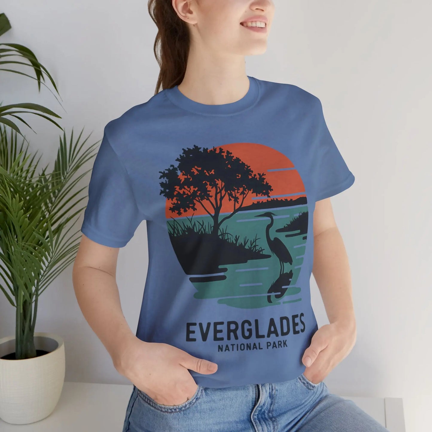 Everglades National Park Unisex Fit T-Shirt Logo Retro Sunset T-Shirt Printify