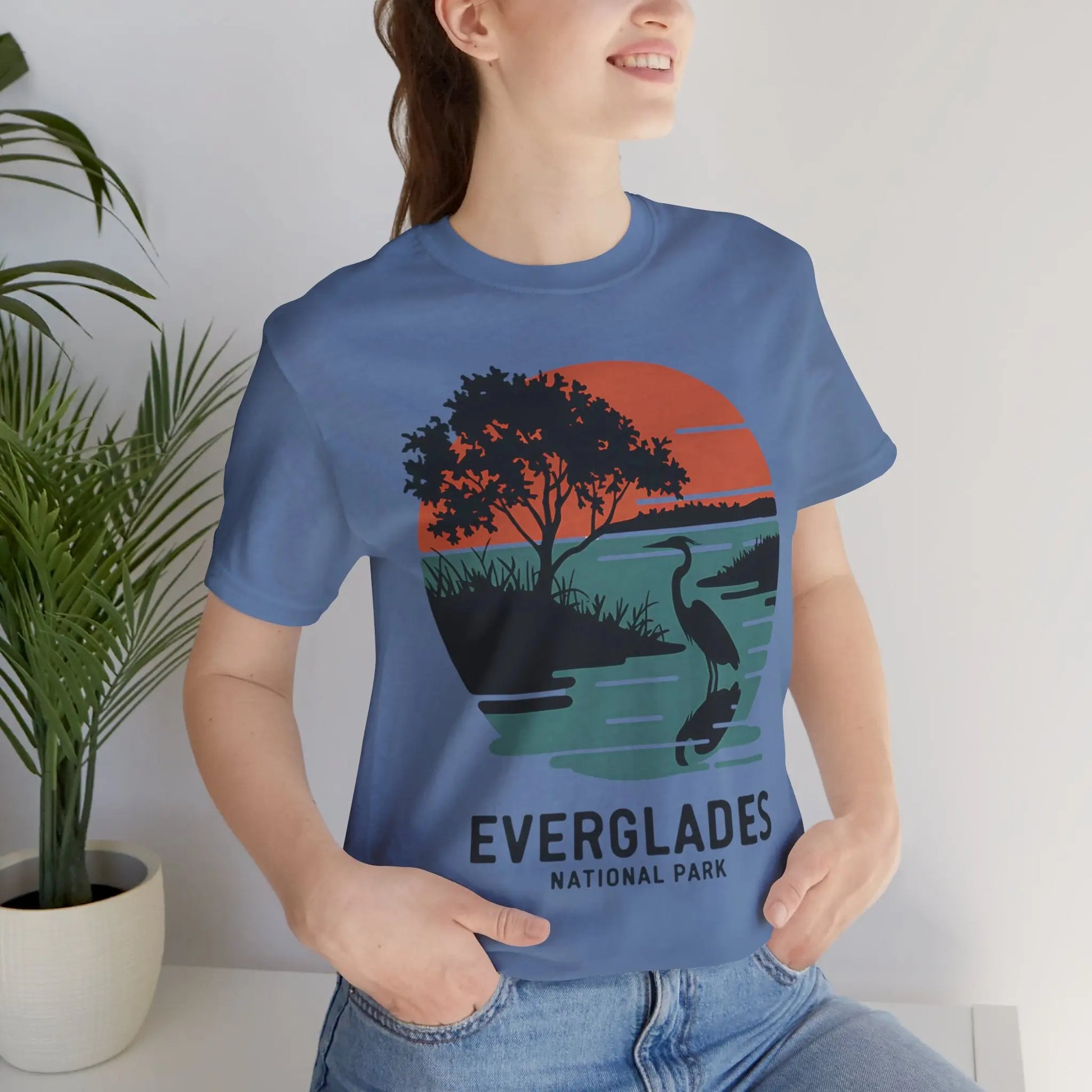 Everglades National Park Unisex Fit T-Shirt Logo Retro Sunset T-Shirt Printify