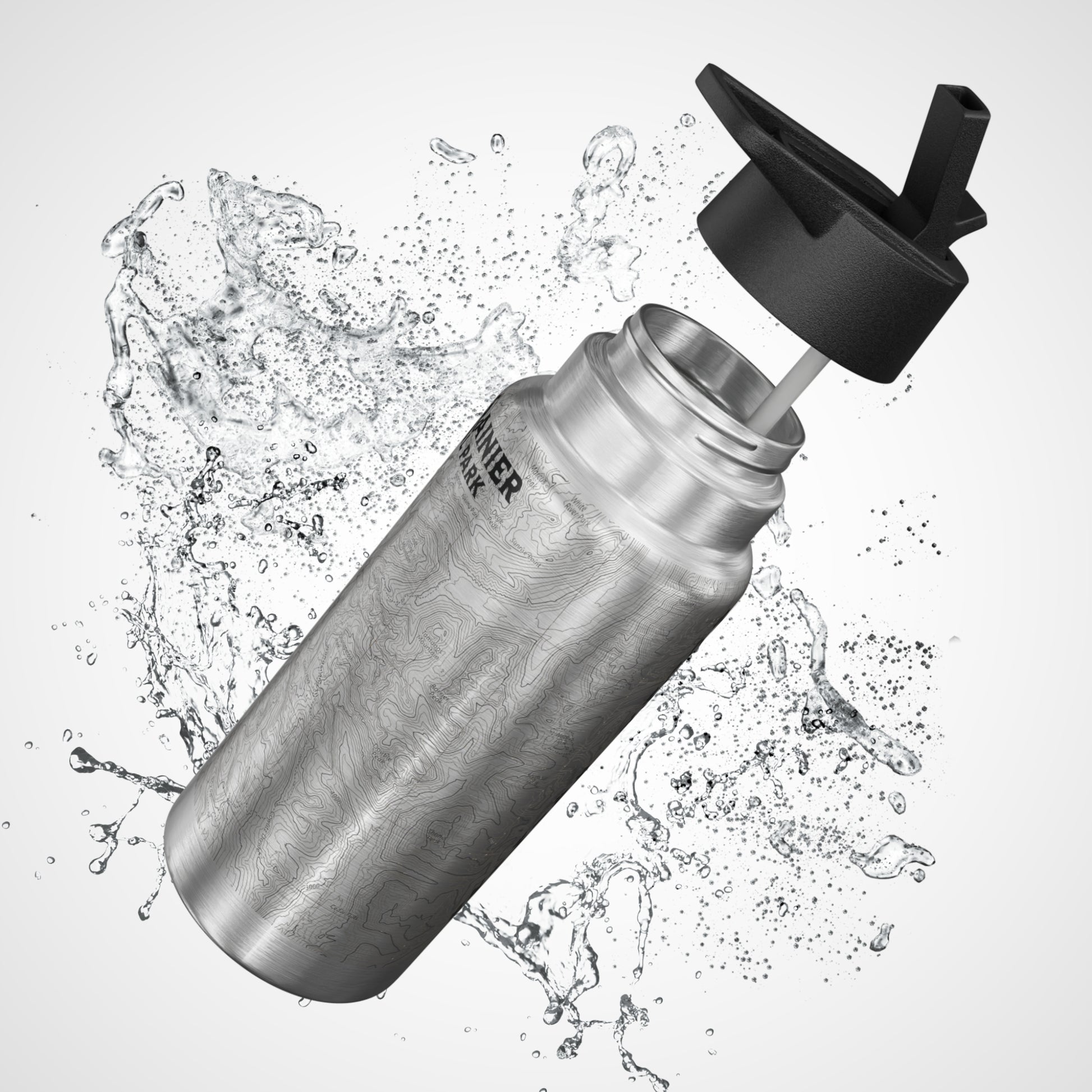 Mount Rainier Topographic Insulated Water Bottle Tumbler Mug Printify