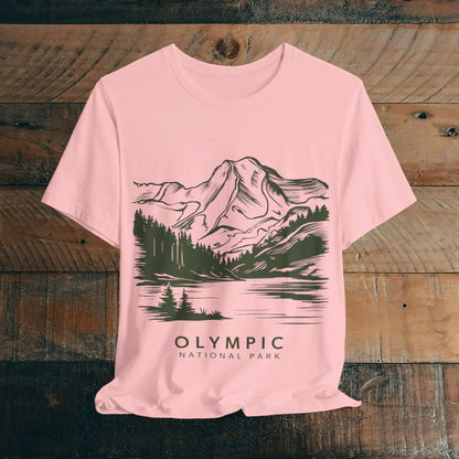 Olympic National Park Unisex Fit Soft T-Shirt Mountain View Coastal Art T-Shirt Printify Pink S