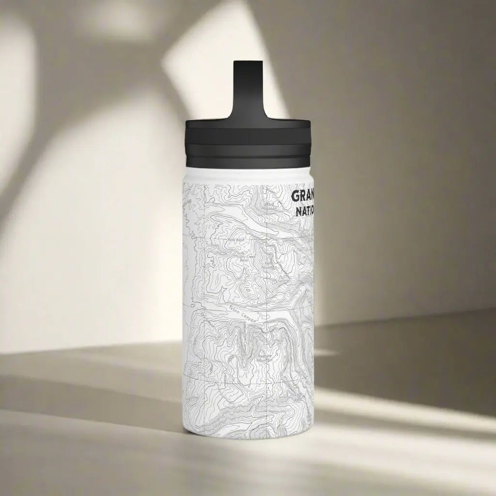 Grand Teton National Park Topographic Stainless Steel Water Bottle Handle Lid Mug Printify