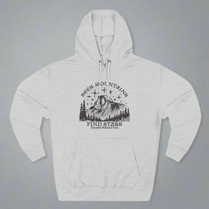 Seek Mountains Find Stars Yosemite National Park Fleece Hoodie Hoodie Printify S Heather Grey