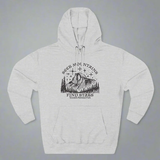 Seek Mountains Find Stars Yosemite National Park Fleece Hoodie Hoodie Printify S Heather Grey