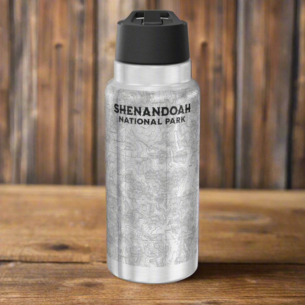 Shenandoah National Park Topographic Insulated Water Bottle Tumbler 32oz water bottle Printify Silver 32oz