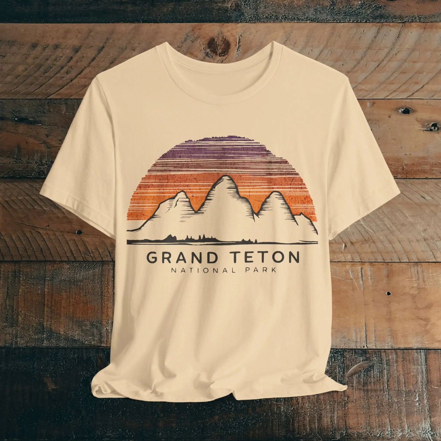 Grand Teton National Park Unisex Fit Soft T-Shirt Colorful Sky Art T-Shirt Printify Soft Cream S