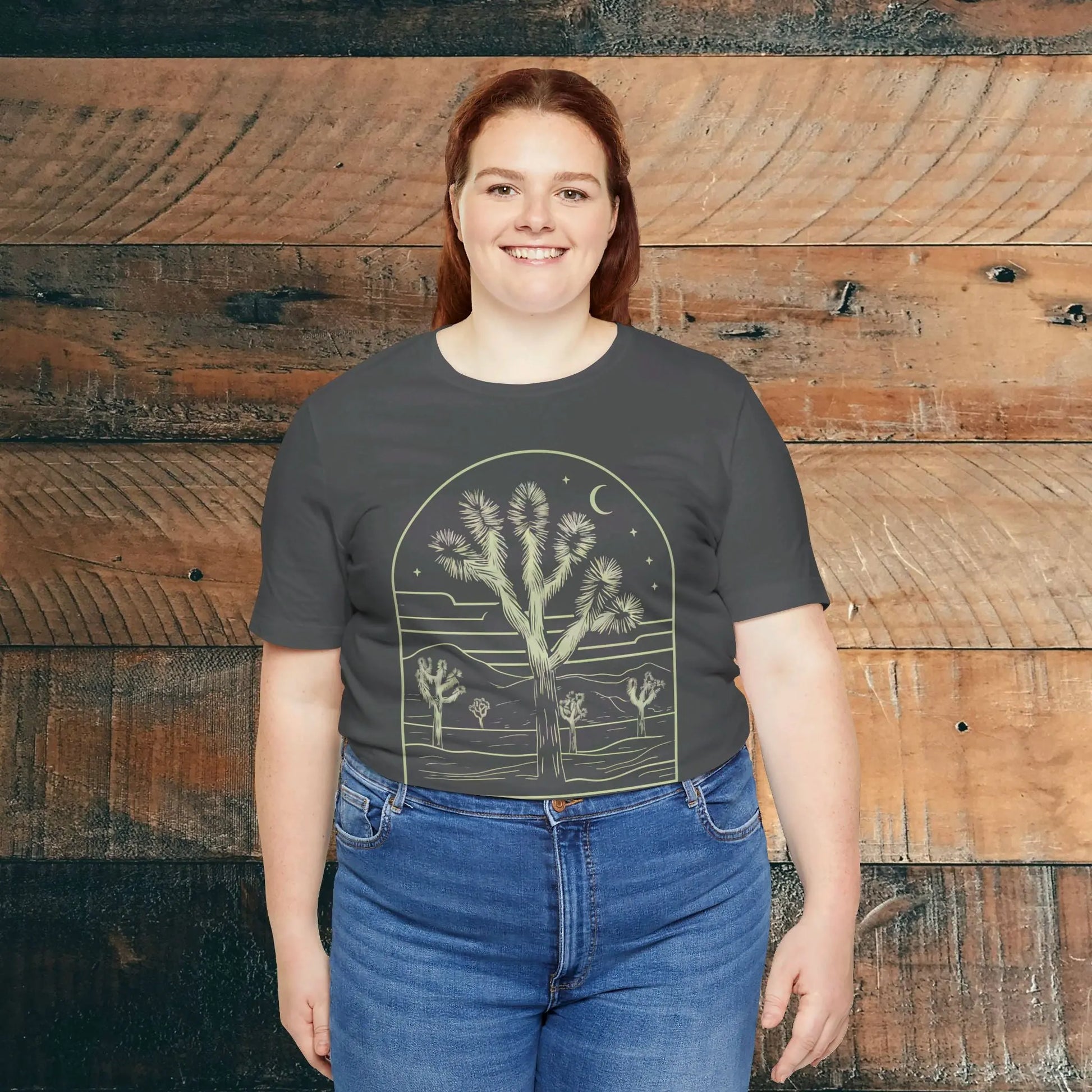 Joshua Tree National Park Desert Line Art Unisex Fit Soft T-Shirt T-Shirt Printify