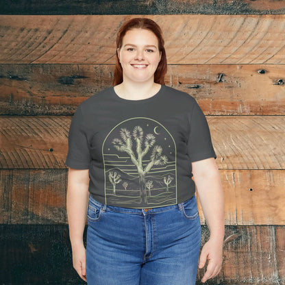 Joshua Tree National Park Desert Line Art Unisex Fit Soft T-Shirt T-Shirt Printify