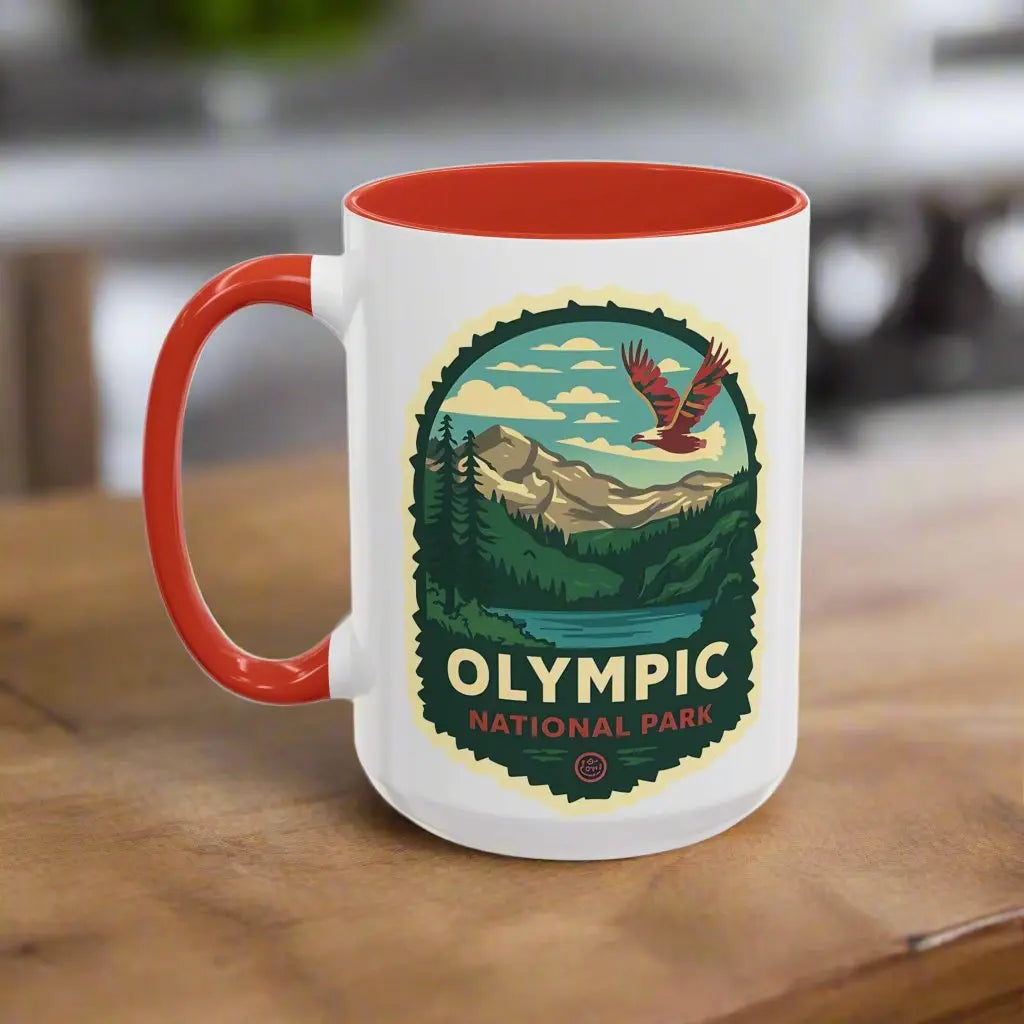 Glacier National Park Accent Coffee Mug 11oz 15oz Mug Printify 15oz Red