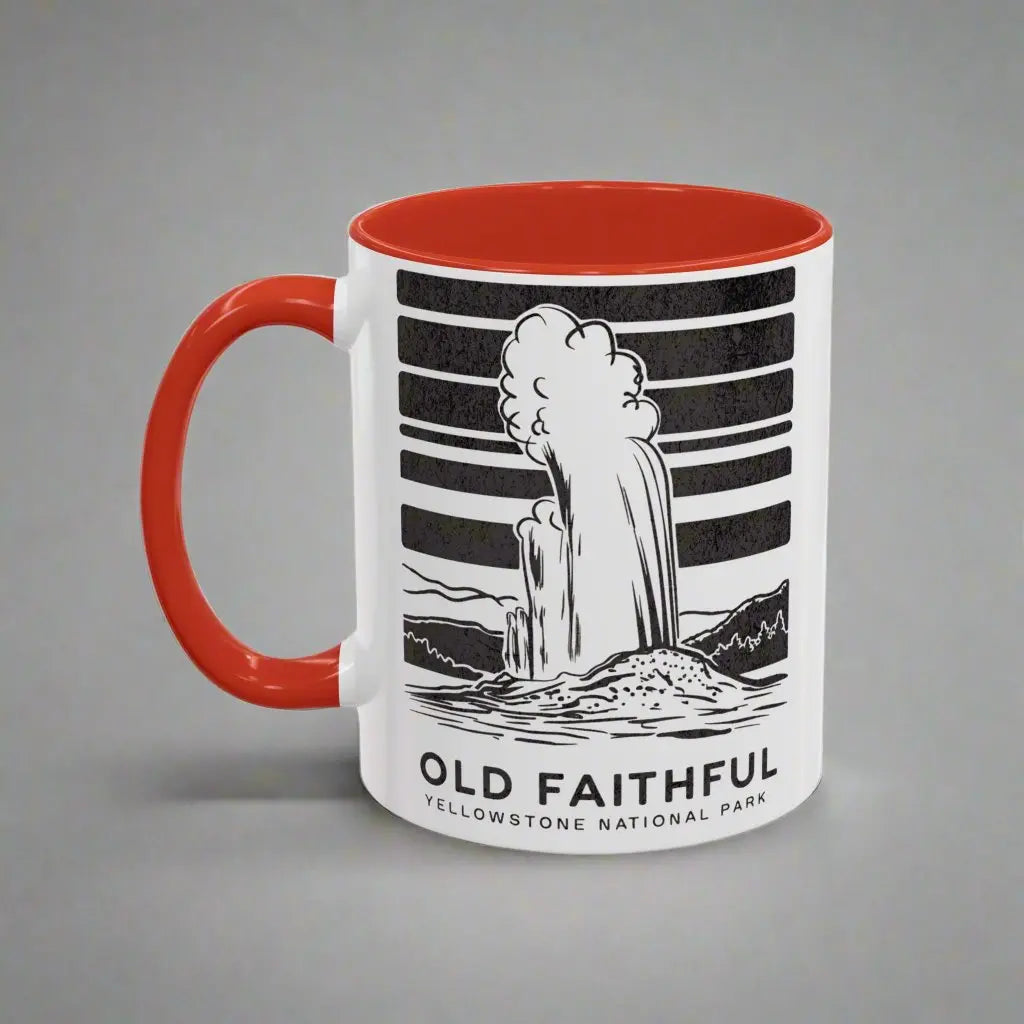 Old Faithful Geyser Yellowstone National Park Coffee Mug Mug Printify 11oz Red