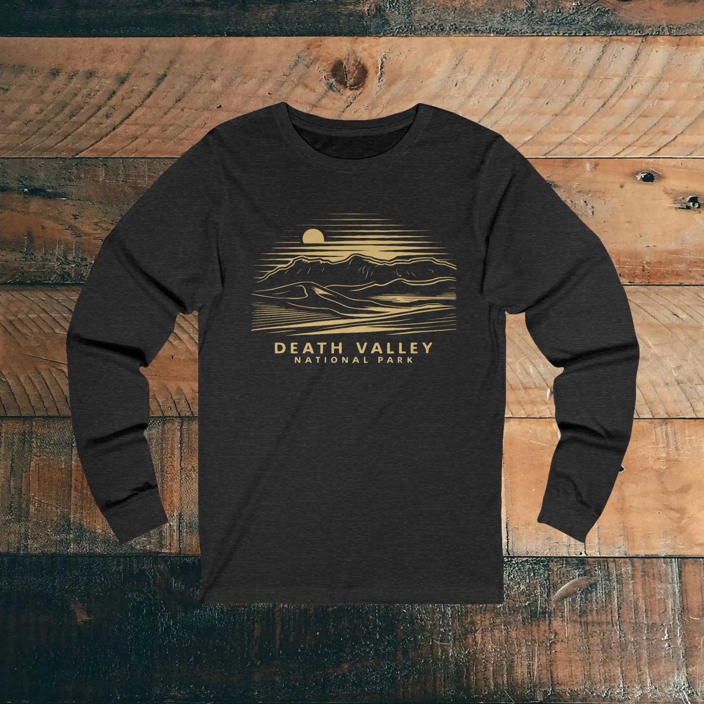 Death Valley National Park Unisex Fit Long Sleeve T-shirt Mountain Dunes Long-sleeve Printify S Dark Grey Heather