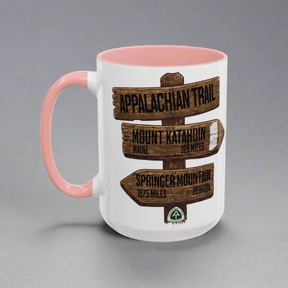 Appalachian Trail Accent Mug AT Mileage Sign Mug Printify 11oz Pink