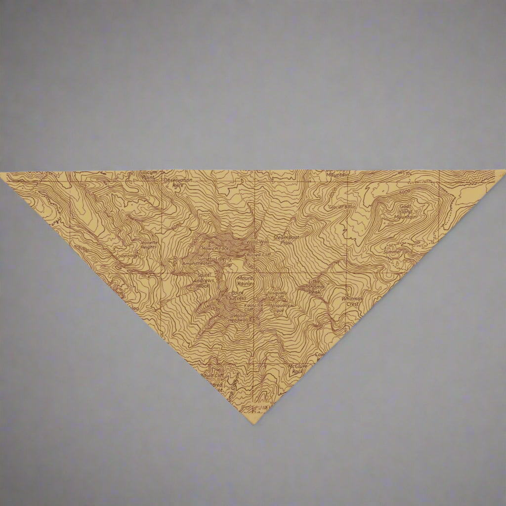Mount Rainier Topographic Pet Bandana USGS National Park Topo Map Pets Printify