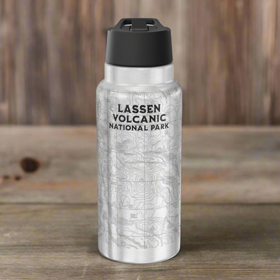 Lassen Volcanic National Park Topo Tumbler Bottle water bottle Printify Silver 32oz